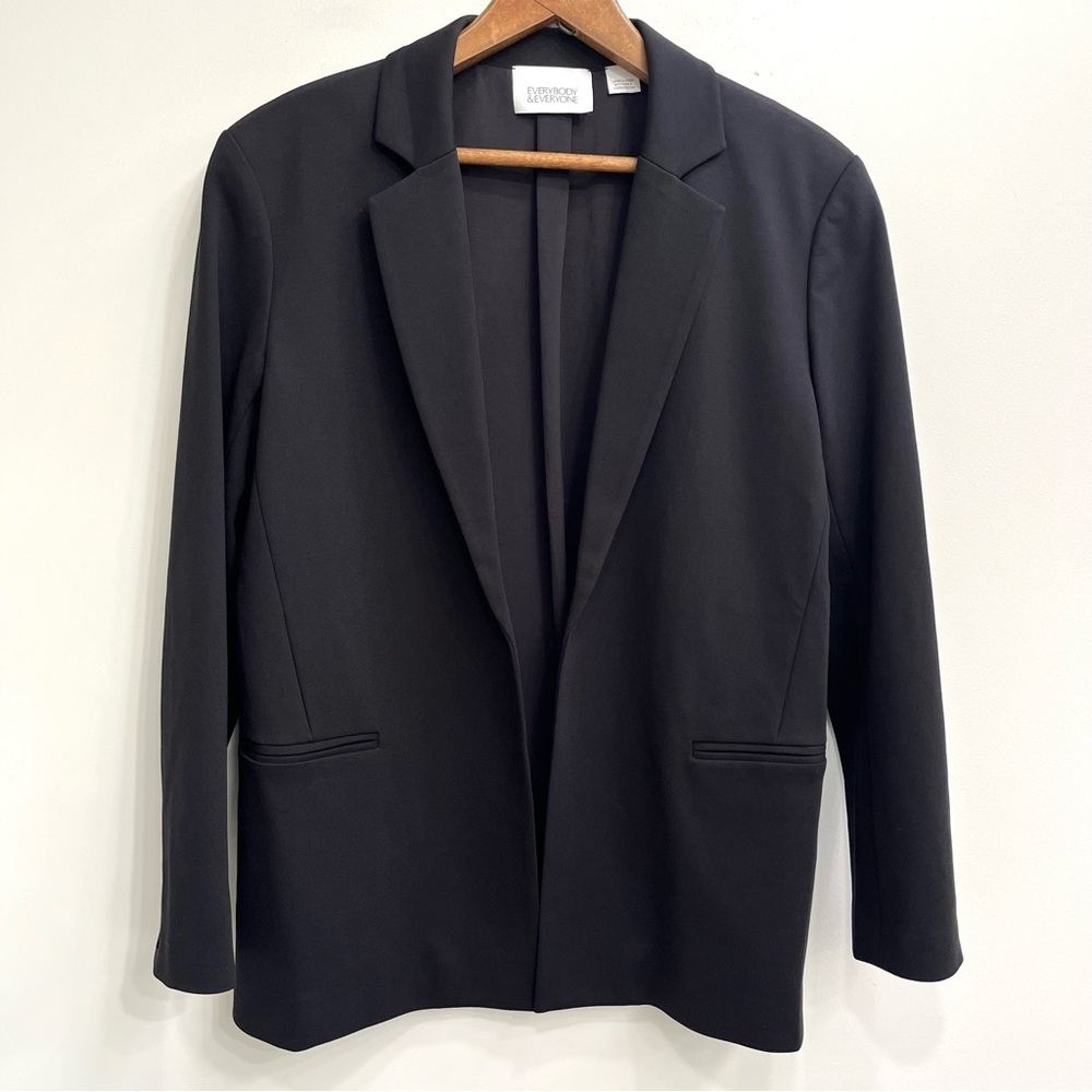 EVERYBODY & EVERYONE Totally Possible Blazer Black Stretch Open Front Size 10/12